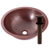 round hand hammered copper sink with grid strainer drain