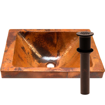 hammered copper bath sink w/ strainer drain