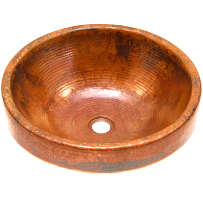 Round Copper Drop-In Bathroom Sink in Natural TCU-014NA