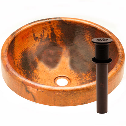 Round Copper Drop-In Bathroom Sink in Natural TCU-014NA