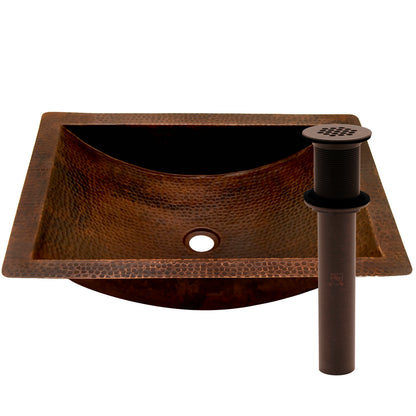 hammered copper bath sink w/ strainer drain