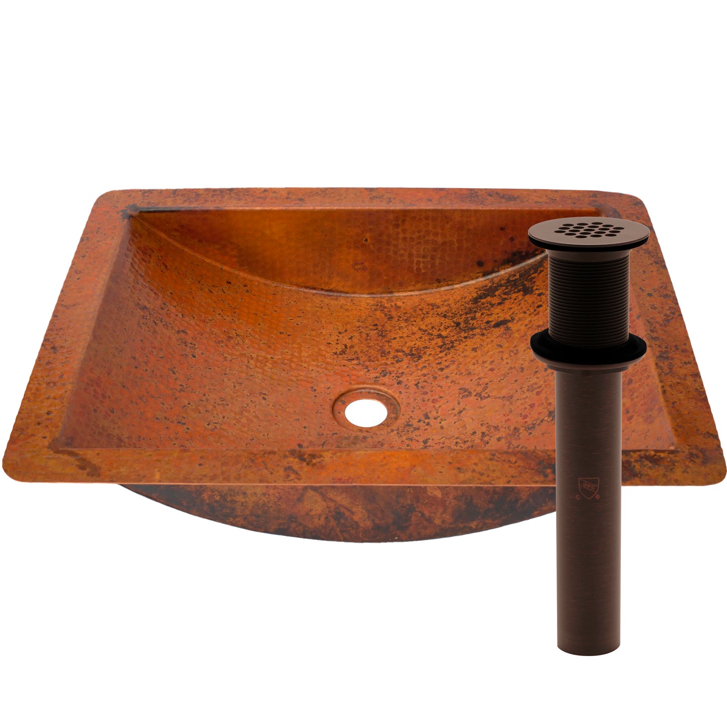 undermount or drop-in copper bath sink with grid drain