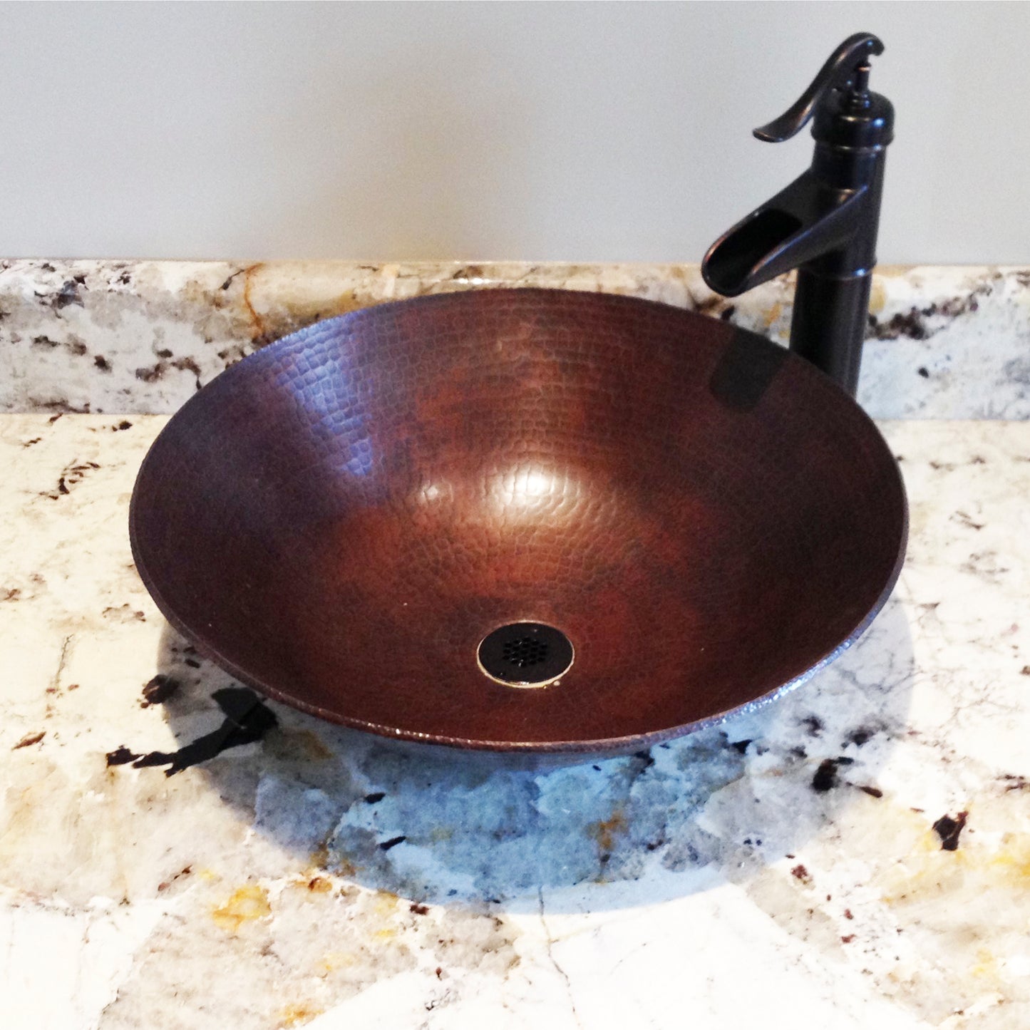 round copper bath sink lifestyle