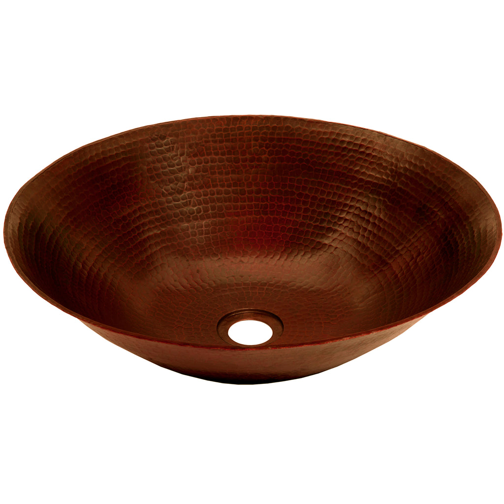Round copper vessel bath sink