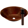 Round copper vessel bath sink with strainer grid drain
