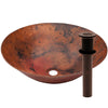 round copper vessel sink with strainer drain