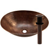 oval copper vessel bath sink with strainer drain