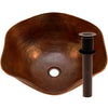 designer copper vessel sink with strainer drain