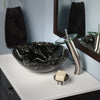 black and white faux marble glass vessel sink with GF-001BN-C