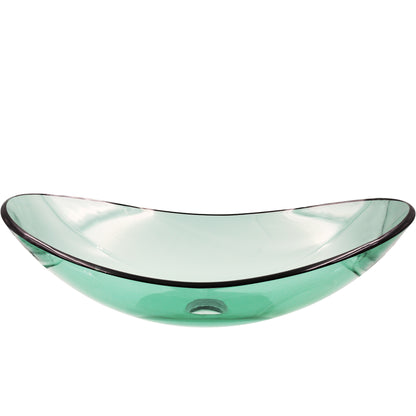 Clear green slipper oval bathroom sink
