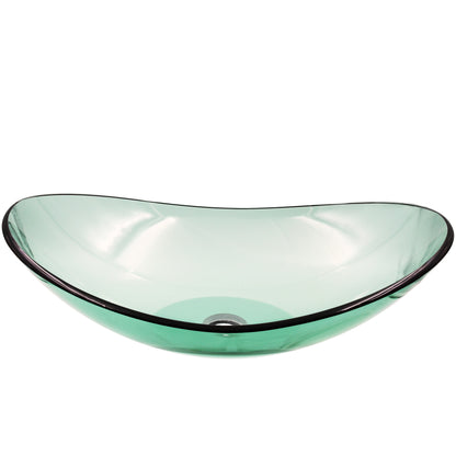 Clear green slipper oval bathroom sink