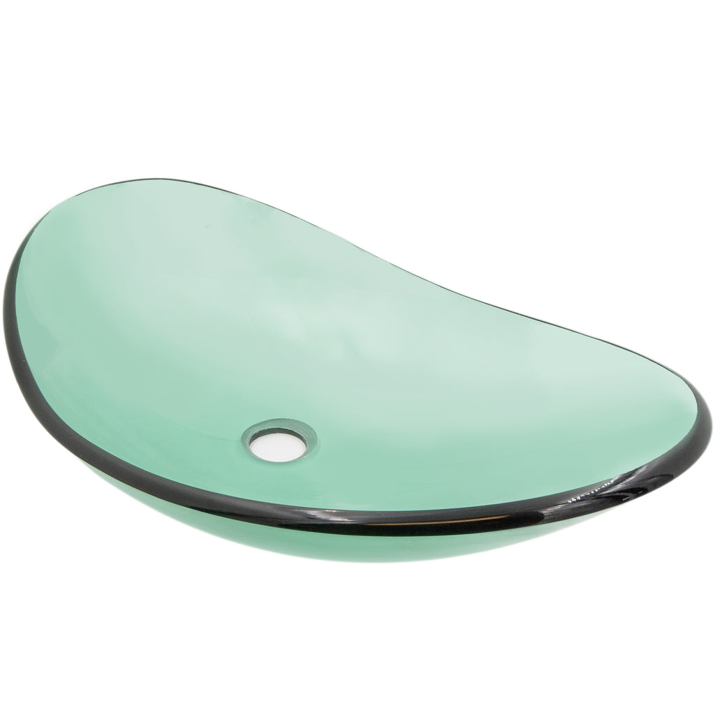 Clear green slipper oval bathroom sink