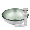12" mini silver glass vessel sink with pop-up drain, brushed nickel