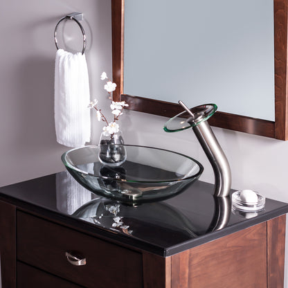 Clear Oval Tempered Glass Vessel Bathroom Sink TIG-8012C