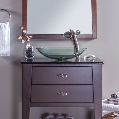 Clear Oval Tempered Glass Vessel Bathroom Sink TIG-8012C