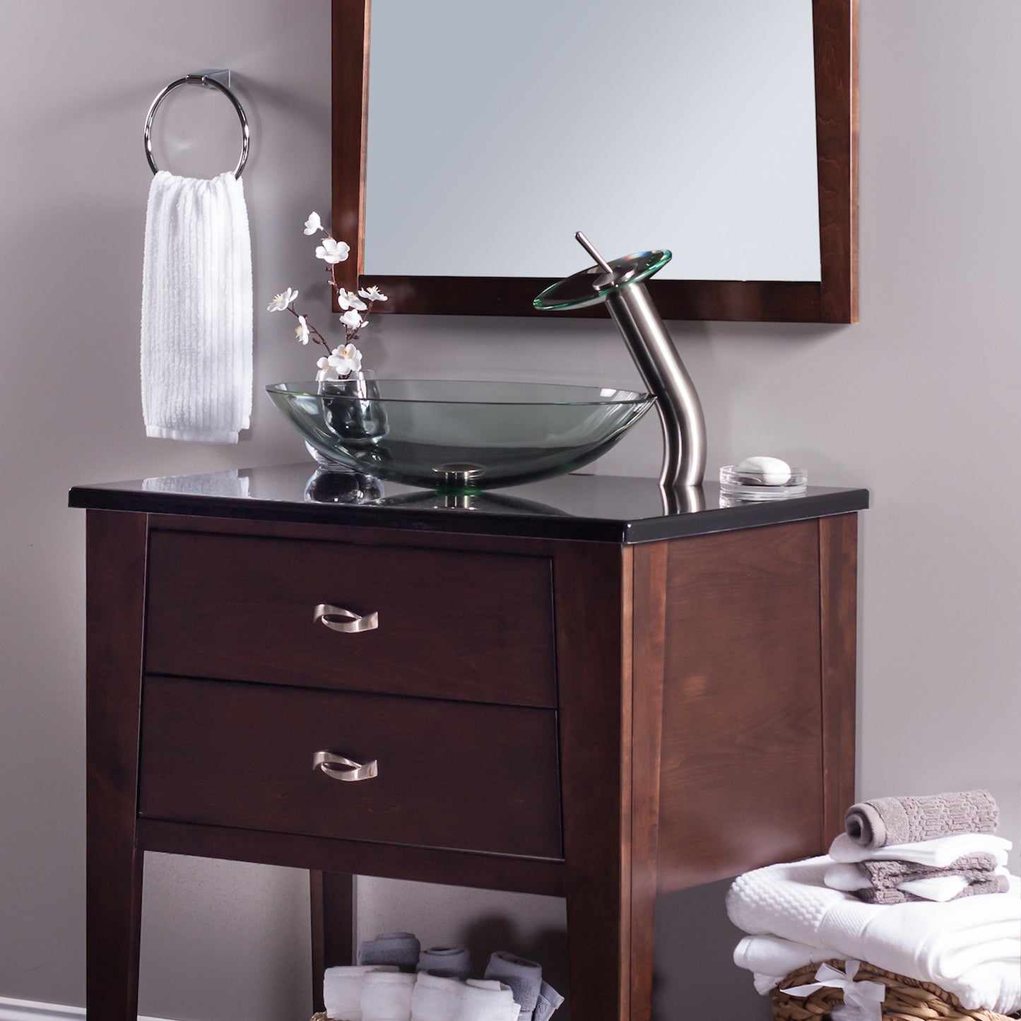 Clear Oval Tempered Glass Vessel Bathroom Sink TIG-8012C