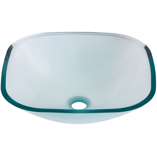 Clear Square Tempered Glass Vessel Bathroom Sink TIG-8017