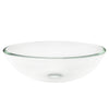 clear round glass vessel sink