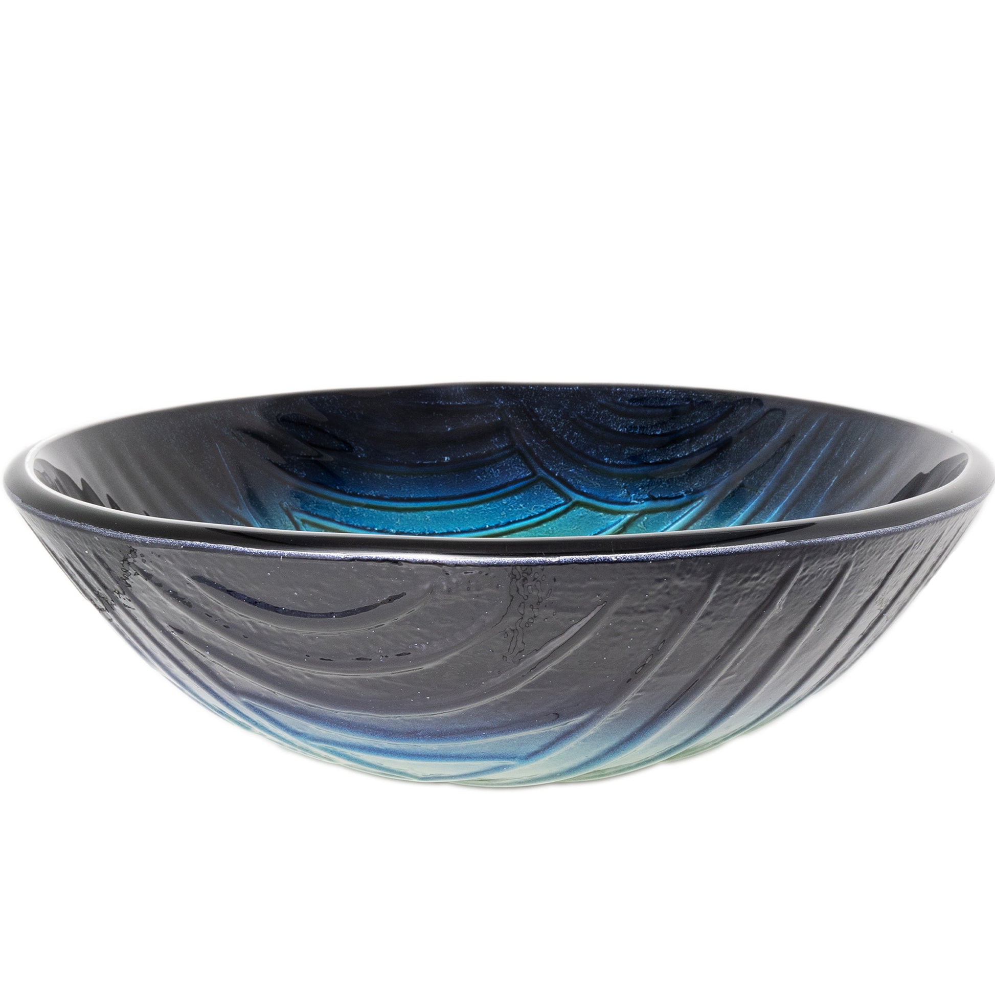 Ombré Navy to Yellow Glass Bathroom Vessel Sink