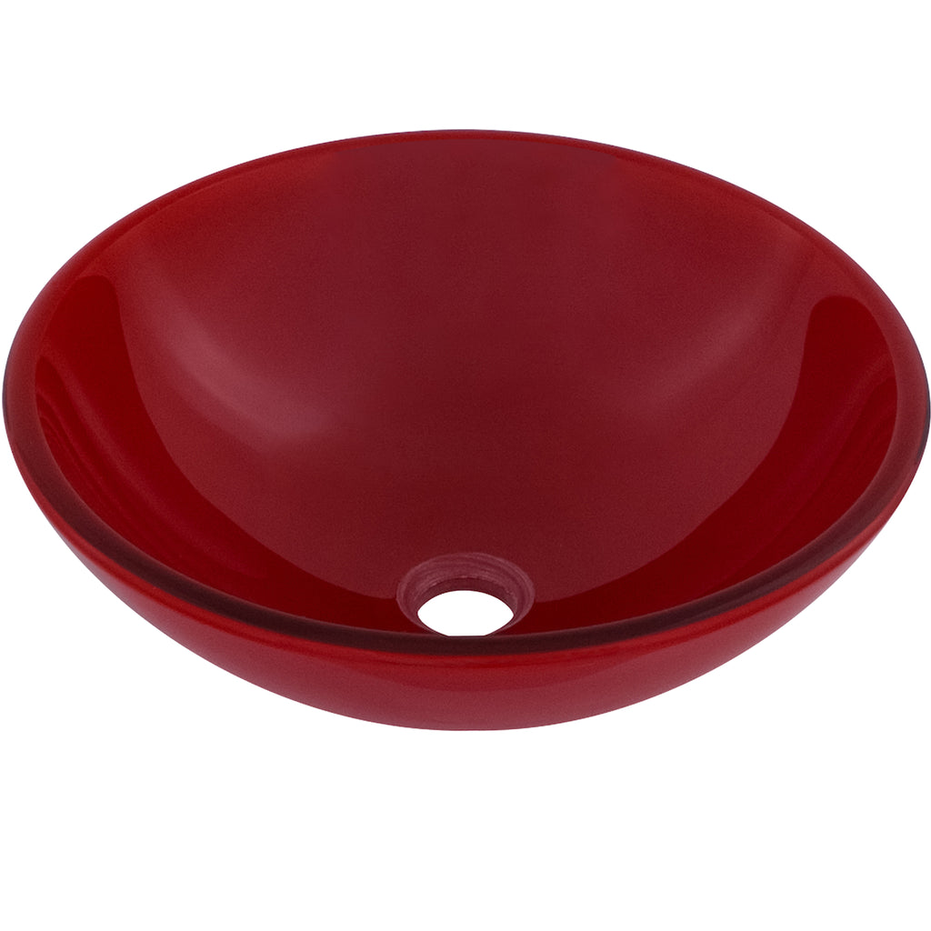 solid red glass vessel sink