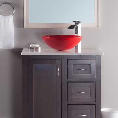 Solid Red Double Layer Tempered Glass Bath Sink TIG-8305