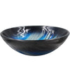 Blue and Silver Painted Glass Bathroom Vessel Sink, NOHP-G051