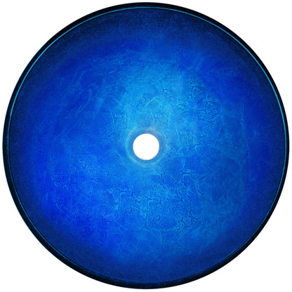 hand painted foiled blue glass vessel sink