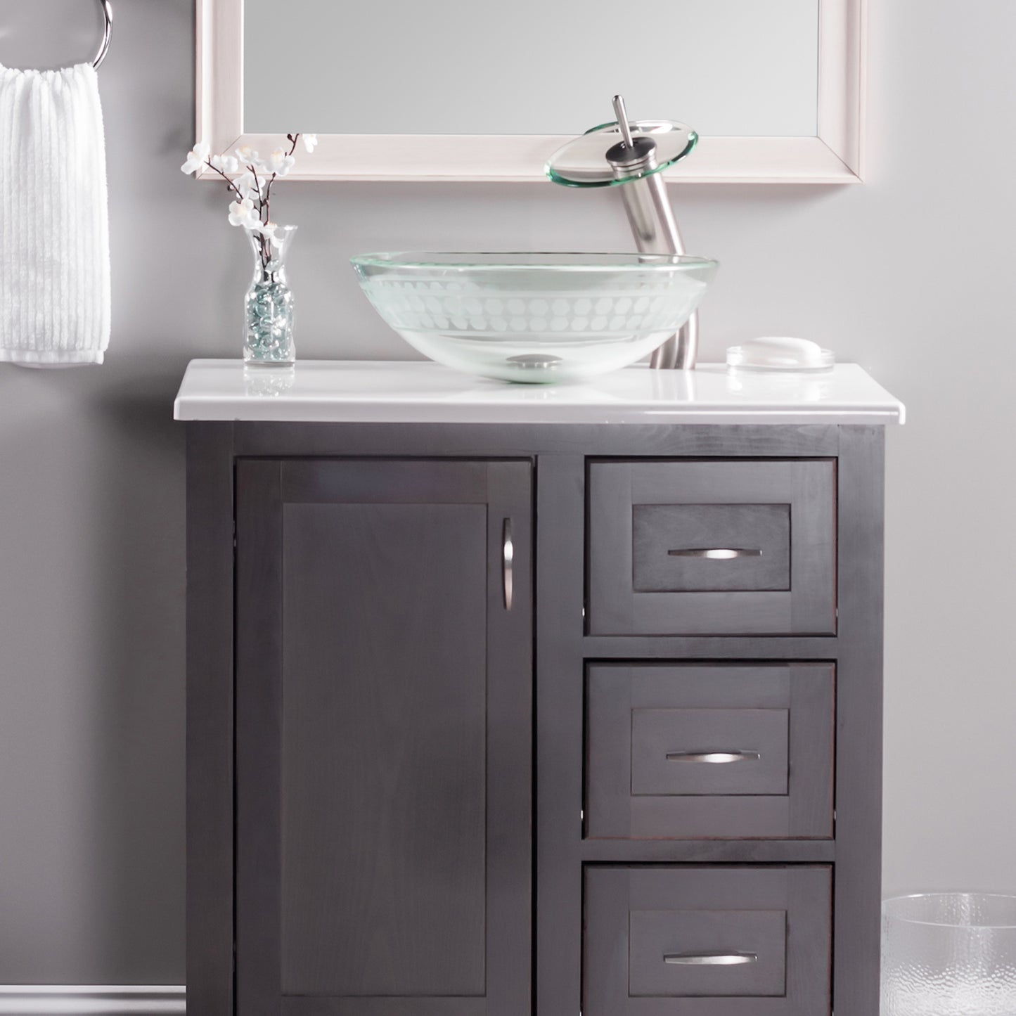 clear round etched glass sink lifestyle