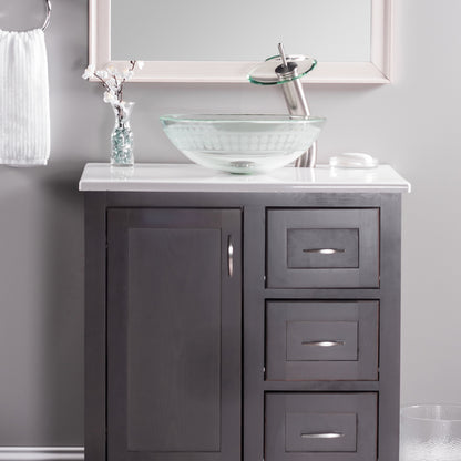 clear round etched glass sink lifestyle