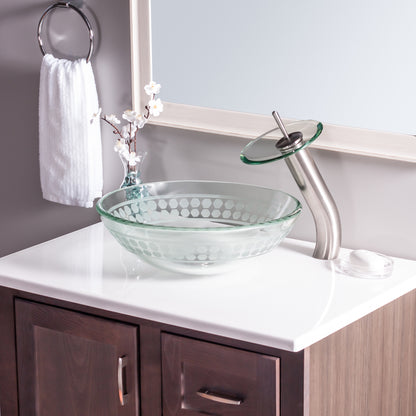 clear round etched glass sink lifestyle