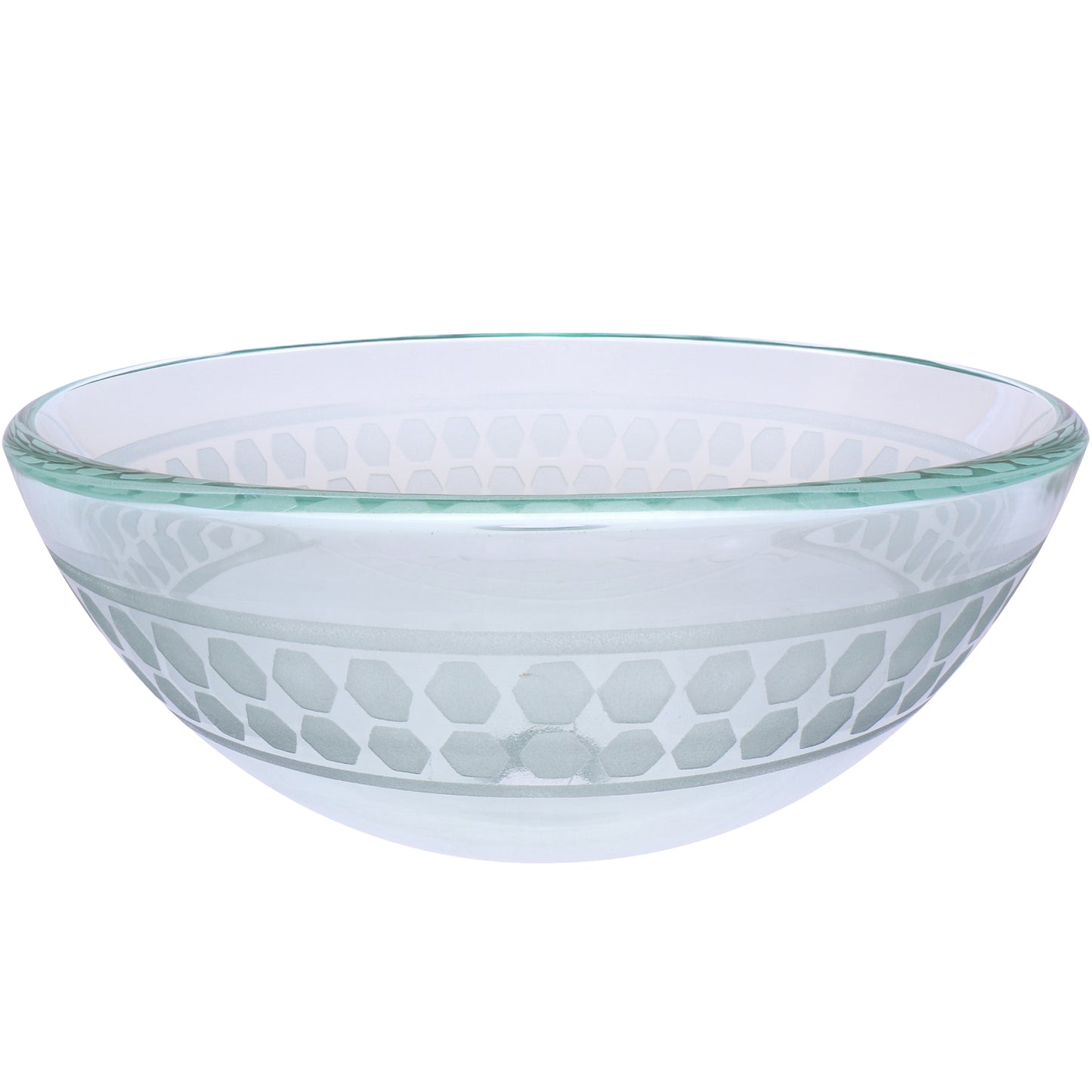 clear round etched glass sink