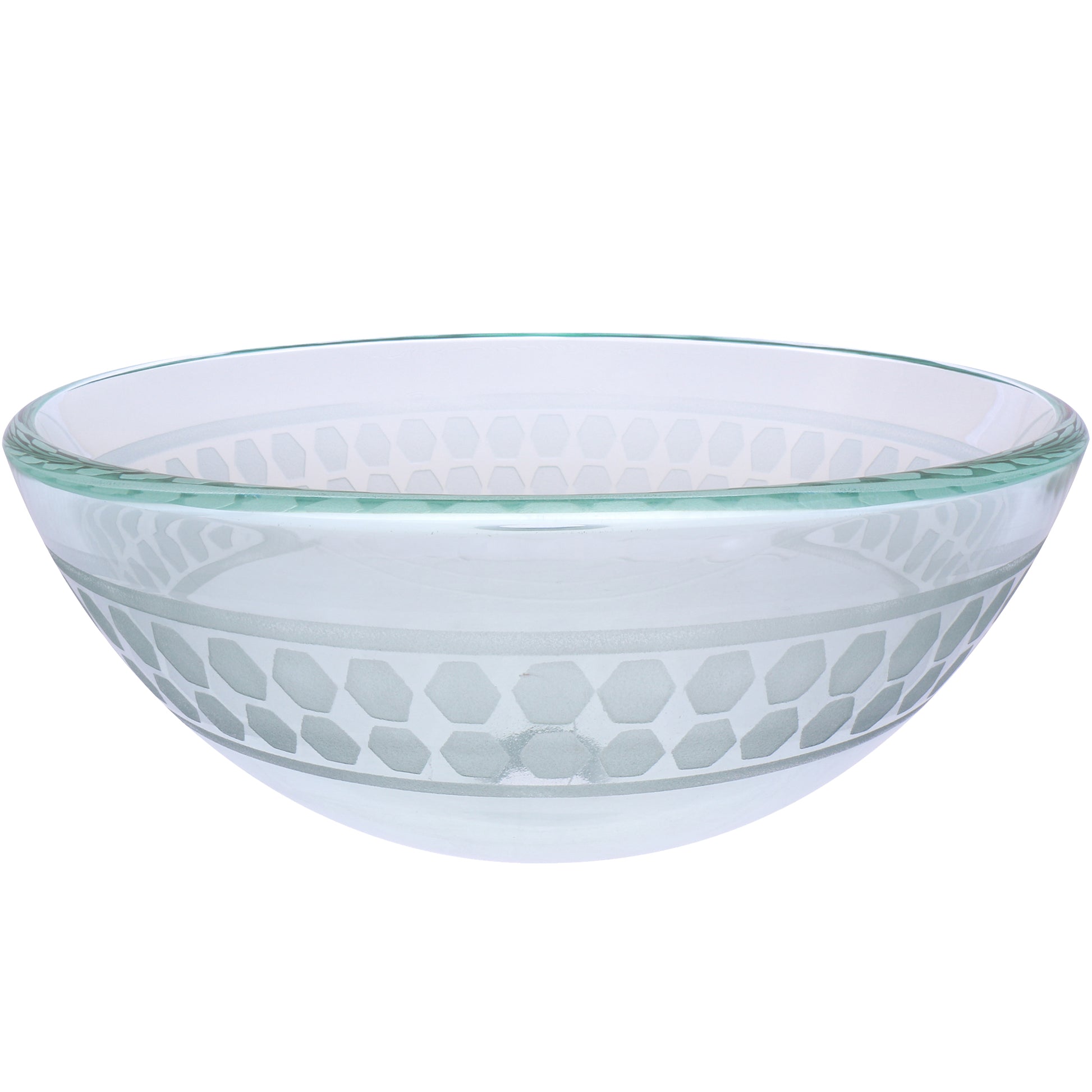 clear round etched glass sink