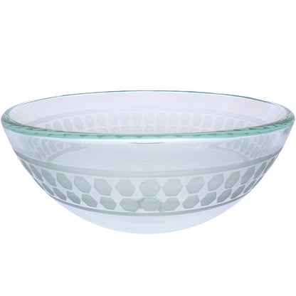 clear round etched glass sink