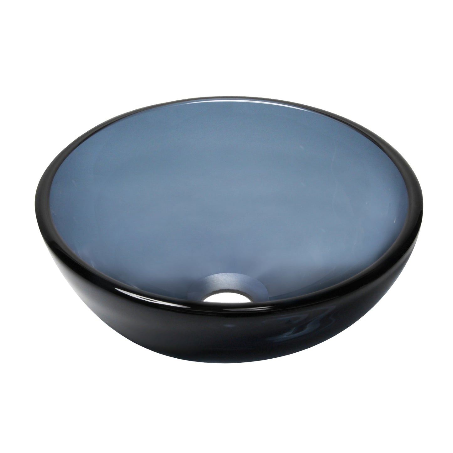 Clear Slate Grey Round Tempered Glass Vessel Bath Sink