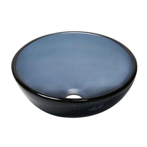 Clear Slate Grey Round Tempered Glass Vessel Bath Sink