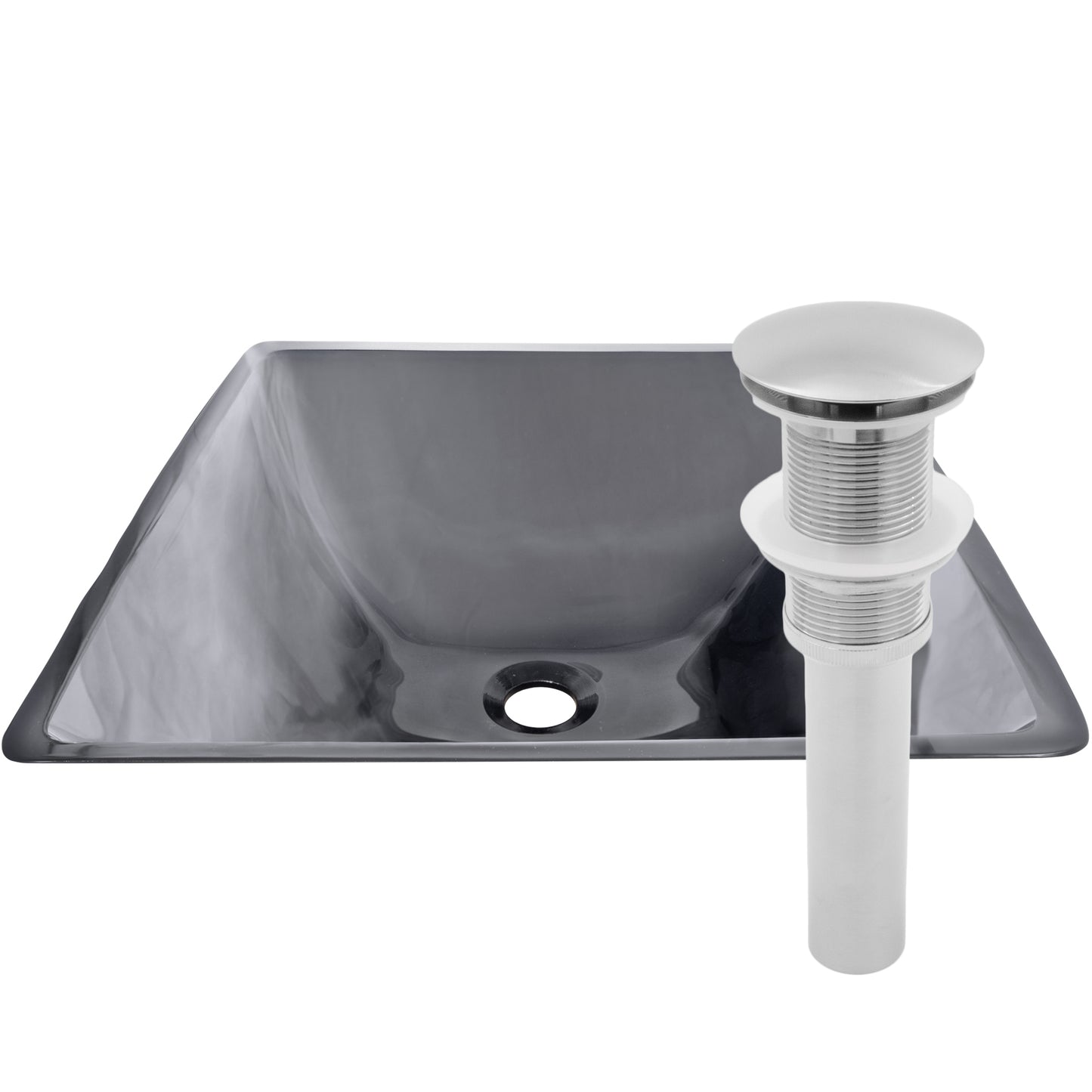 Clear Gray Square Tempered Glass Vessel Bathroom Sink TIS-168G-287