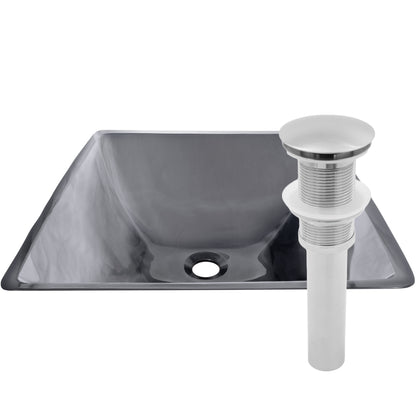 Clear Gray Square Tempered Glass Vessel Bathroom Sink TIS-168G-287