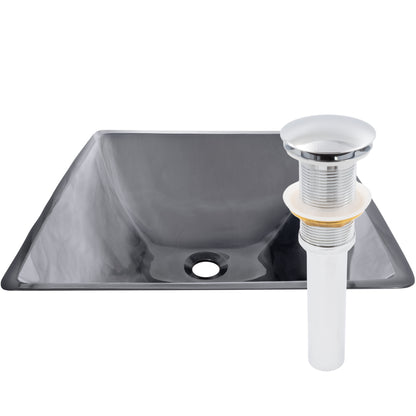 Clear Gray Square Tempered Glass Vessel Bathroom Sink TIS-168G-287