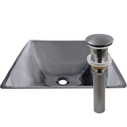 Clear Gray Square Tempered Glass Vessel Bathroom Sink TIS-168G-287