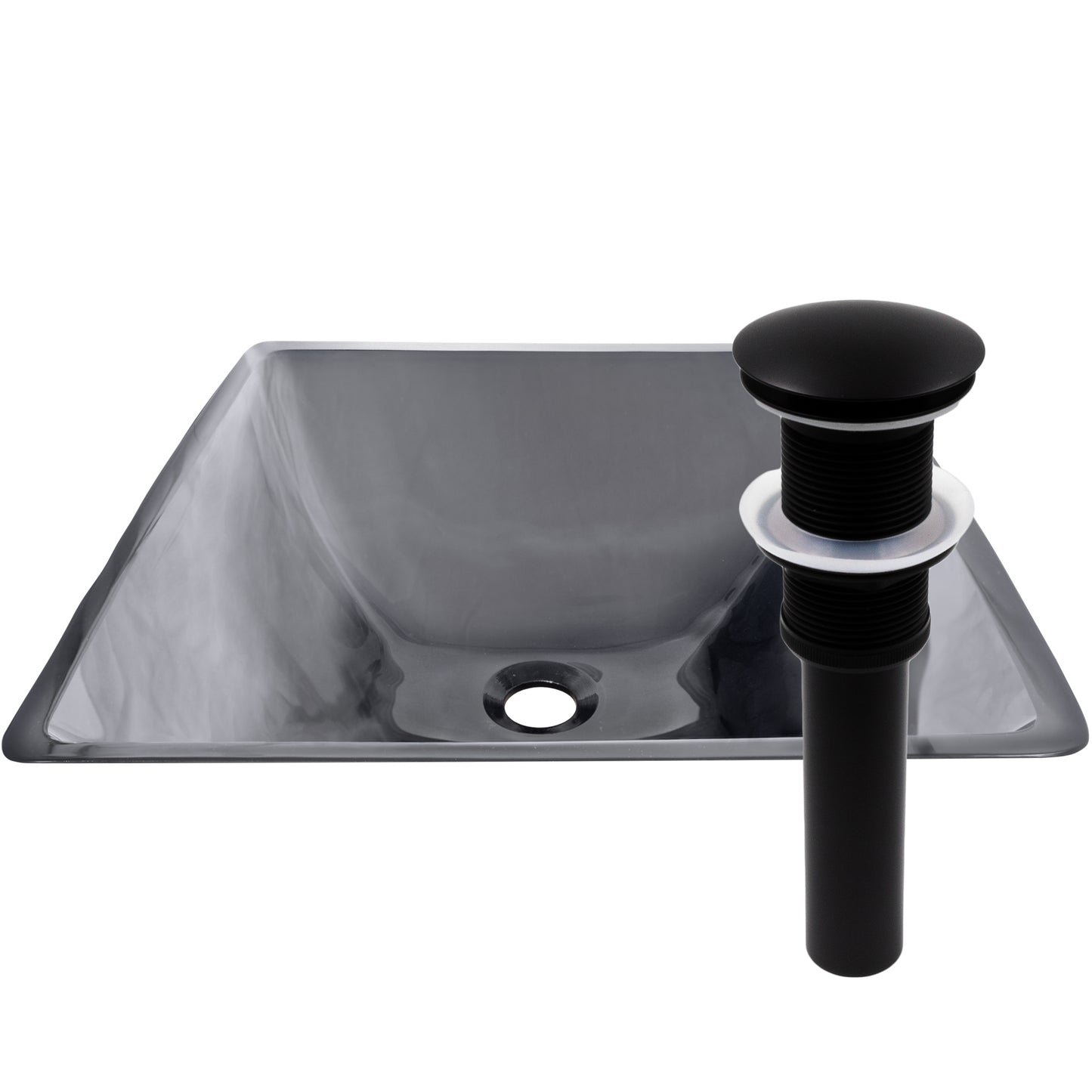 Clear Gray Square Tempered Glass Vessel Bathroom Sink TIS-168G-287