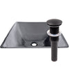 Clear Gray Square Tempered Glass Vessel Bathroom Sink TIS-168G-287