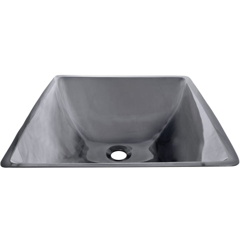 Clear Gray Square Tempered Glass Vessel Bathroom Sink TIS-168G-287