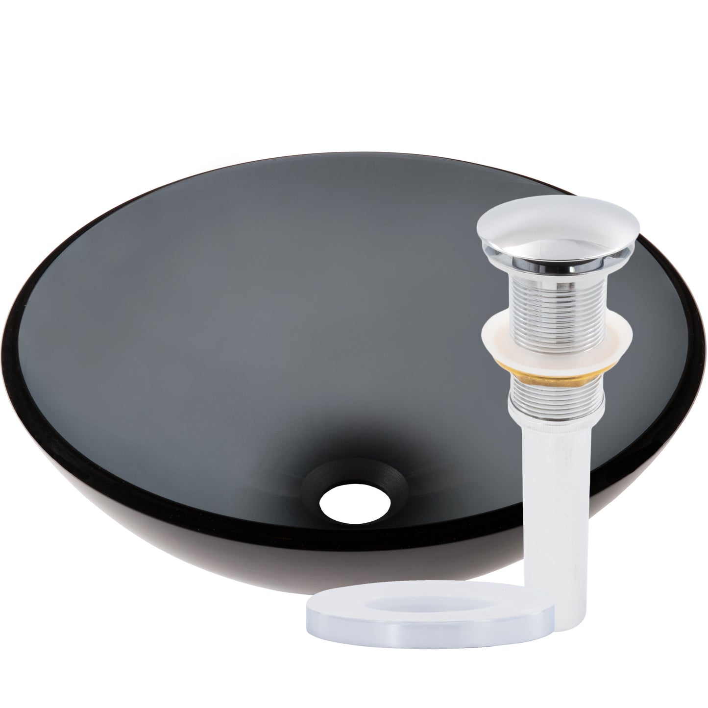 smoke grey glass vessel bowl sink with drain