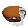 12 inch brown glass vessel sink pop up drain brushed nickel