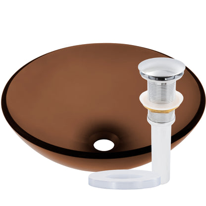 Clear Brown Round Tempered Glass Vessel Bath Sink TIS-168T