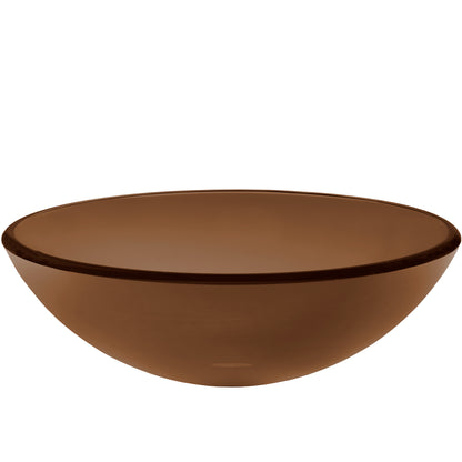 Clear Brown Round Tempered Glass Vessel Bath Sink TIS-168T