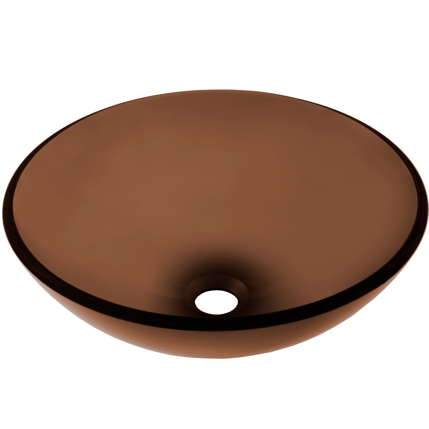 Clear Brown Round Tempered Glass Vessel Bath Sink TIS-168T