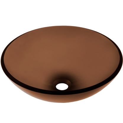 Clear Brown Round Tempered Glass Vessel Bath Sink TIS-168T