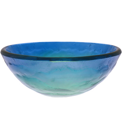 blue glass vessel bathroom sink