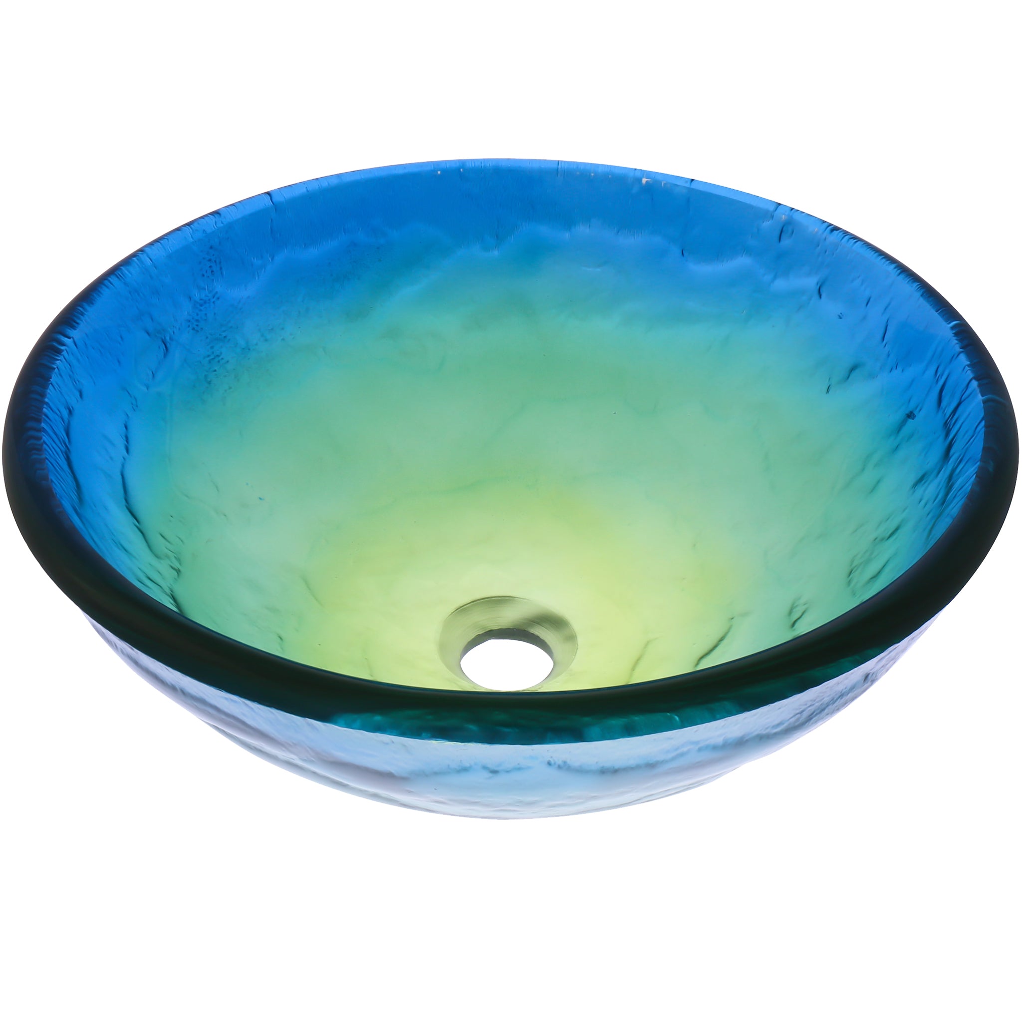 Blue Ombre Round Tempered Glass Vessel Bathroom Sink TIS-191